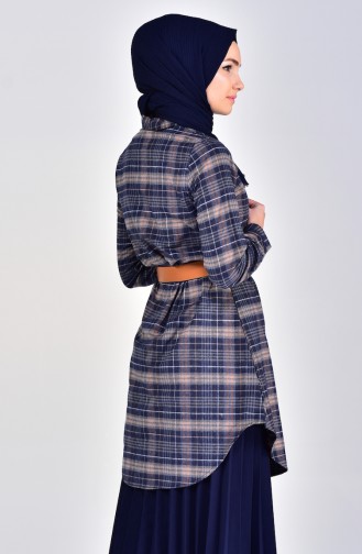 MIHRISAH Plaid Tunic 2467-01 Mink 2467-01