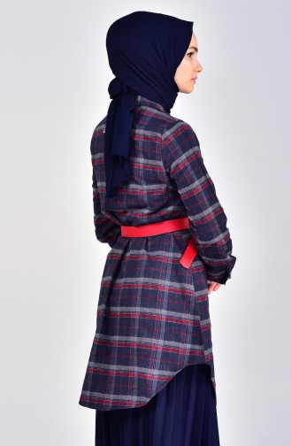 MIHRISAH Plaid Tunic 2470-01 Claret Red 2470-01