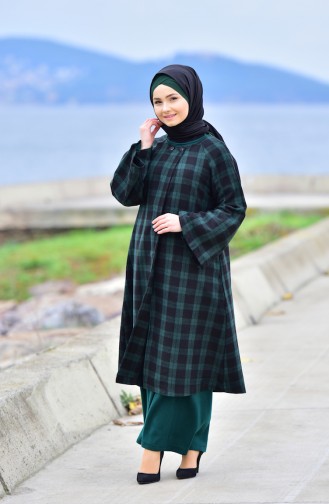 Cape Hivernal a Motifs Carreaux 0243-01 Vert Noir 0243-01