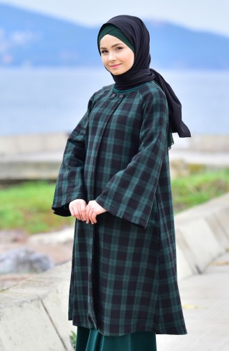 Cape Hivernal a Motifs Carreaux 0243-01 Vert Noir 0243-01
