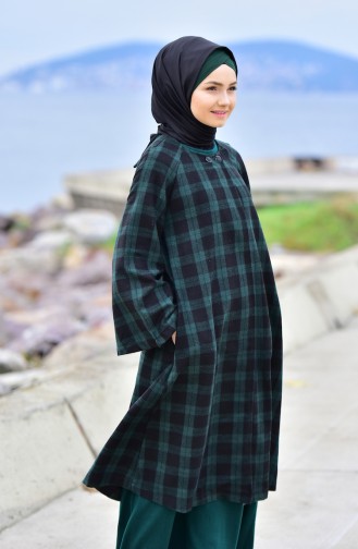 Cape Hivernal a Motifs Carreaux 0243-01 Vert Noir 0243-01