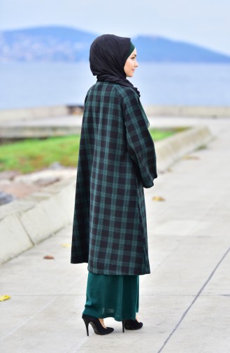 Cape Hivernal a Motifs Carreaux 0243-01 Vert Noir 0243-01