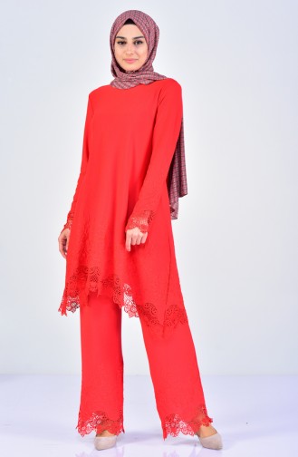 Laced Tunic Trousers Double Suit 7205-02 Red 7205-02