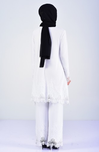 Laced Tunic Trousers Double Suit 7205-05 White 7205-05