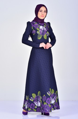 Patterned Dress 7222-01 Purple 7222-01