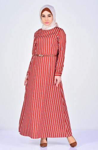 Striped Belt Dress 5002-02 Taba 5002-02