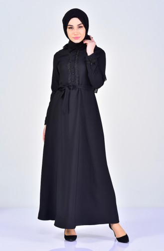 Schwarz Hijab Kleider 5004-02