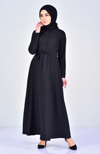 Schwarz Hijab Kleider 5004-02