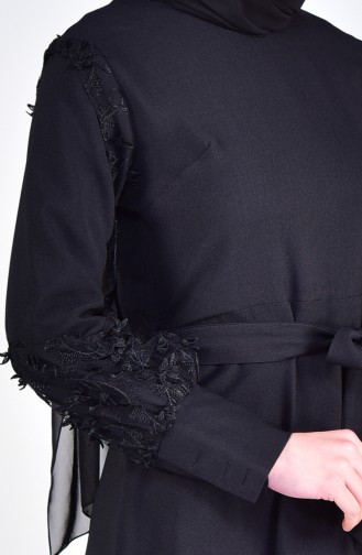 Robe a Dentelle et Ceinture 5012-01 Noir 5012-01