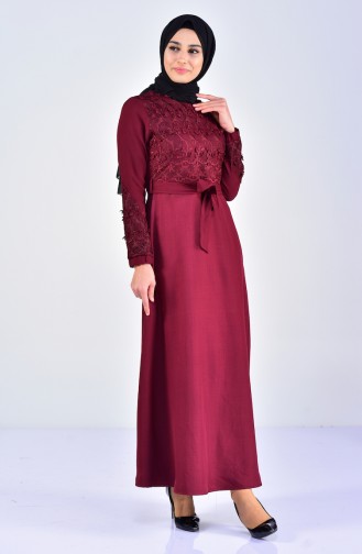 Laced Belted Dress 5013-01 Damson 5013-01