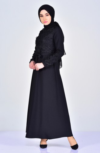 Laced Belted Dress 5013-03 Black 5013-03