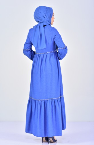 فستان بتفاصيل مُطرزة 2004-01 لون ازرق 2004-01
