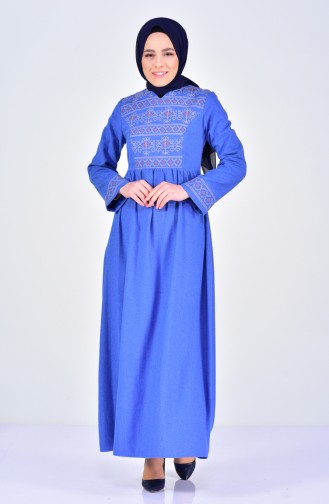 Embroidered Dress 2032-02 Blue 2032-02