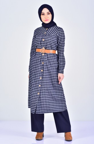Buttoned Long Tunic 2013-04 Navy 2013-04