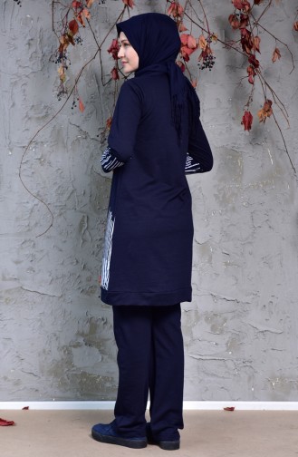 Striped Tracksuit Suit 0395A-01 Navy 0395A-01