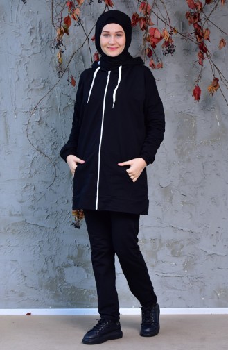 Zippered Tracksuit Suit 18108-01 Black 18108-01