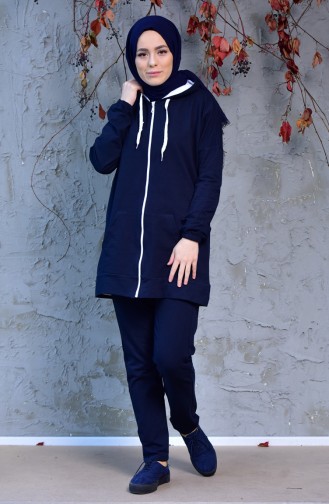 Zippered Tracksuit Suit 18108-02 Navy 18108-02