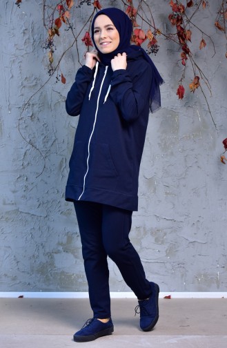 Zippered Tracksuit Suit 18108-02 Navy 18108-02