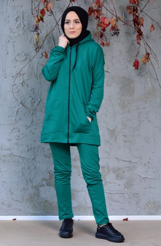 Zippered Tracksuit Suit 18108-07 Emerald Green 18108-07