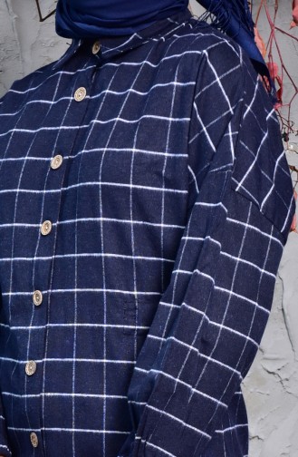 Checkered Winter Shirt 2011-01 Navy Blue 2011-01