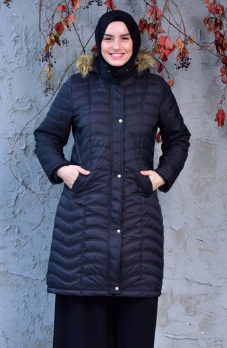 Manteau Matelassé de Grande Taille 3017-04 Noir 3017-04