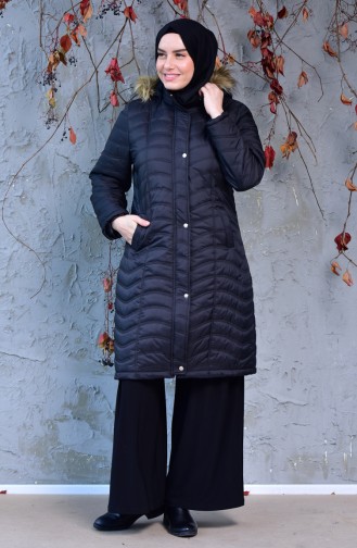 Manteau Matelassé de Grande Taille 3017-04 Noir 3017-04