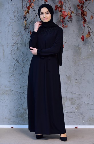 Kleid mit Gürtel 5008-01 Schwarz 5008-01