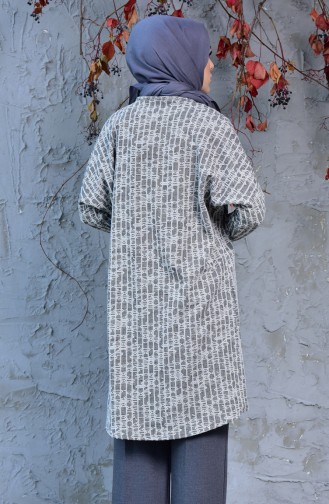 Desenli Tunik 7712-01 Gri