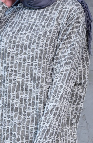 Desenli Tunik 7712-01 Gri