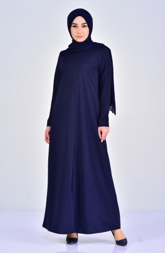 Abaya a Fermeture 0056-01 Bleu Marine 0056-01