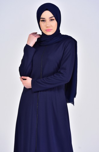 Abaya a Fermeture 0056-01 Bleu Marine 0056-01