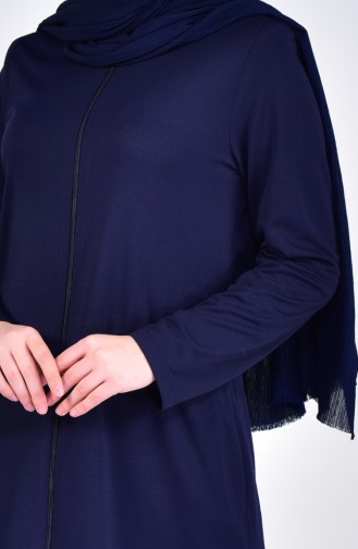 Abaya a Fermeture 0056-01 Bleu Marine 0056-01