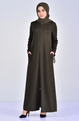 Zippered Abaya 0056-02 Khaki 0056-02