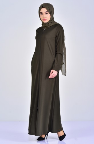 Abaya a Fermeture 0056-02 Khaki 0056-02