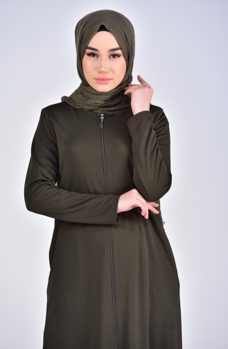 Zippered Abaya 0056-02 Khaki 0056-02