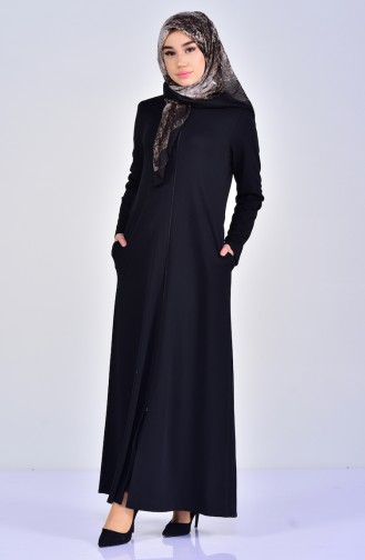 Abaya a Fermeture 0056-03 Noir 0056-03