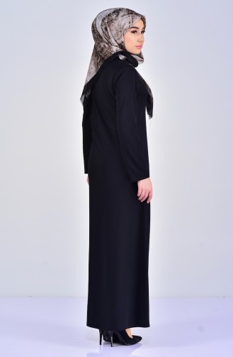 Abaya a Fermeture 0056-03 Noir 0056-03