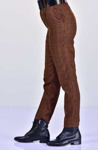 Plaid Patterned Belted Pants 4003C-02 Mustard 4003C-02