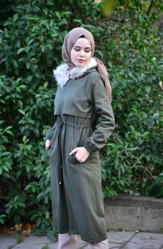 Caban Taille Plissée 4019-06 Vert Khaki 4019-06