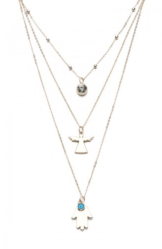 Angel Figured Triple Necklace Uk9189 Golden Yellow 9189