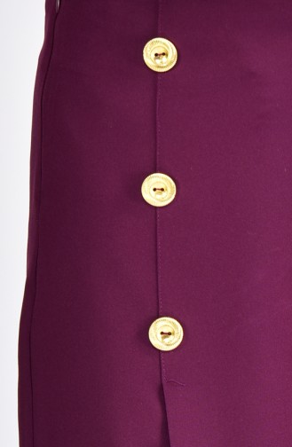 Button Detailed Wide Leg Pants 1512-01 Purple 1512-01