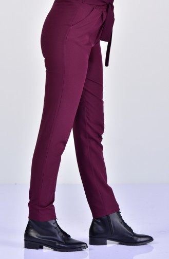 Belted Straight Leg Pants 1513-05 Purple 1513-05