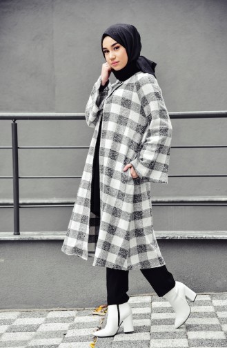 Cape Hivernal a Motifs Carreaux 0244-01 Noir Blanc 0244-01