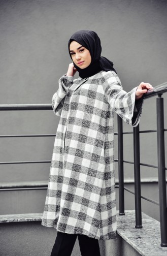 Cape Hivernal a Motifs Carreaux 0244-01 Noir Blanc 0244-01