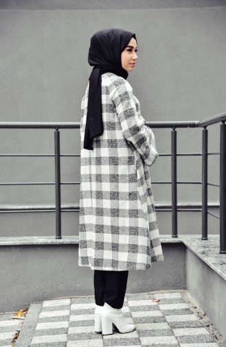 Cape Hivernal a Motifs Carreaux 0244-01 Noir Blanc 0244-01