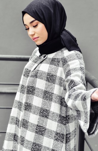 Cape Hivernal a Motifs Carreaux 0244-01 Noir Blanc 0244-01