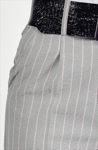 Pantalon a Rayure et Ceinture 4003A-01 Noir Poudre 4003A-01