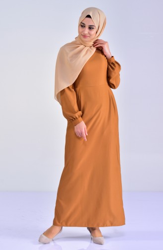 Balloon Sleeve Pleated Dress 7207-01 Camel 7207-01
