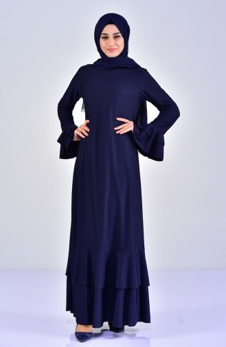 Navy Blue Hijab Dress 0362-02