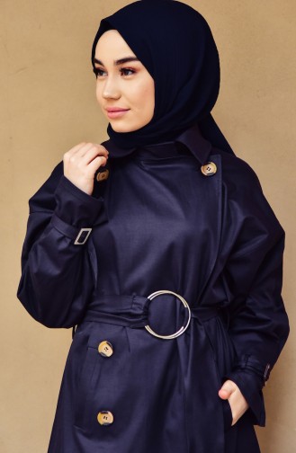 Bat Sleeve Trench Coat 90002-07 Navy Blue 90002-07